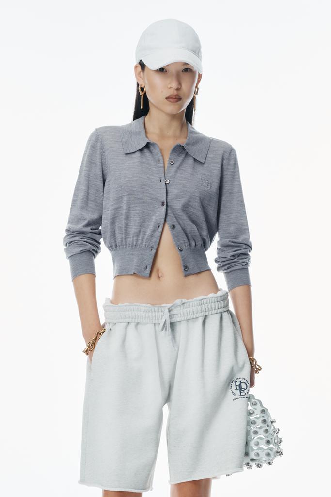 Alexander Wang High-Frequency Stacked Logo Cardigan in Merino Wool