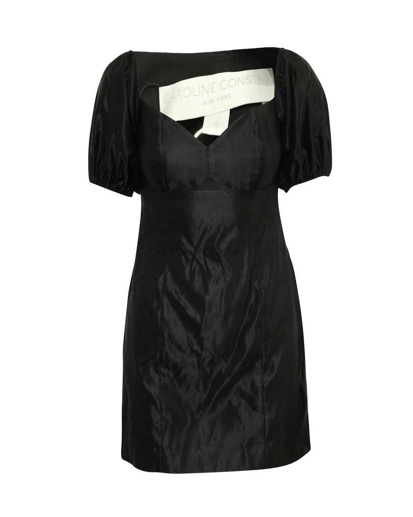 CAROLINE CONSTAS Off Shoulder Dress with Cut Out in Black Cotton