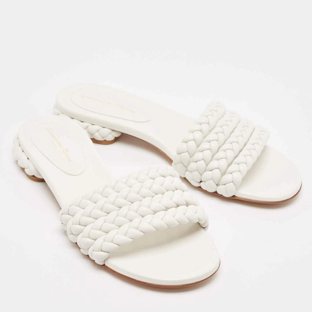 Gianvito Rossi Gianvito Rossi White Braided Leather Slide Flats Size 38.5 4