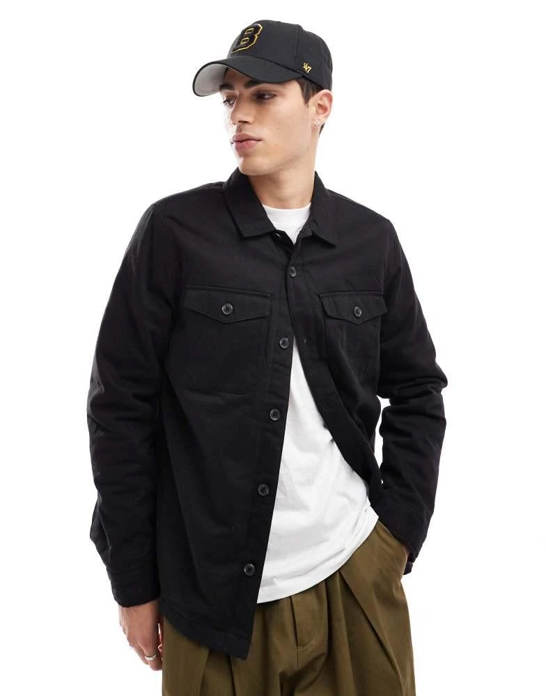 French Connection Mens French Connection utility jacket with chest pockets in black 1