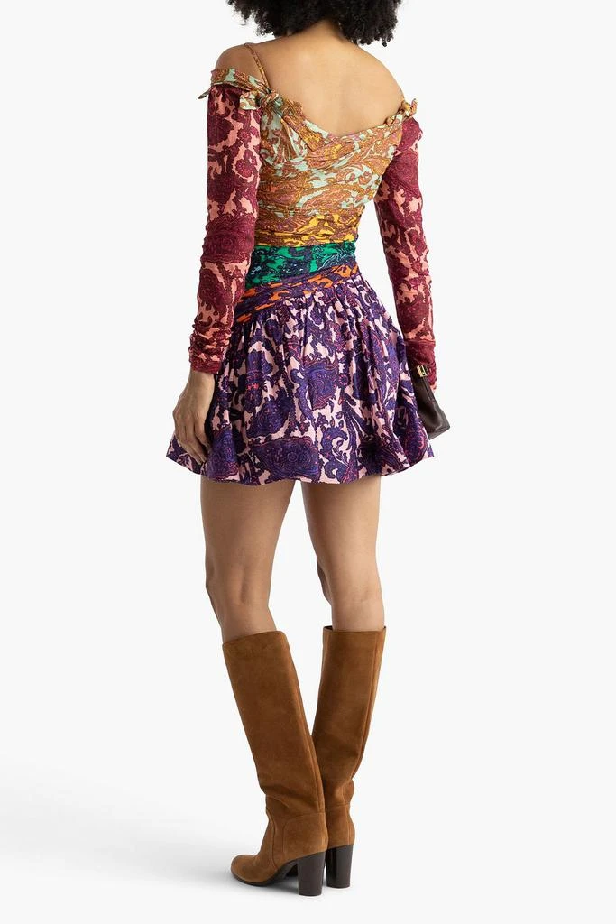 Zimmermann Cold-shoulder knotted paisley-print linen mini dress 3