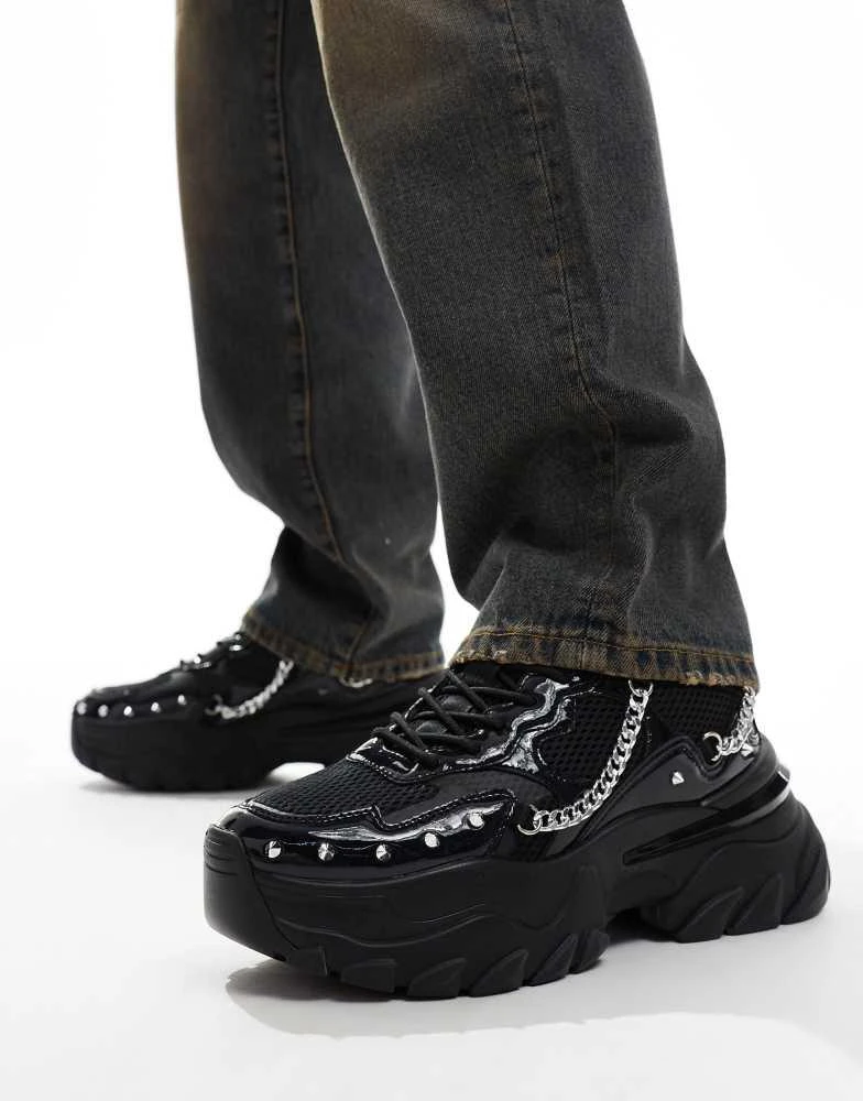 ASOS ASOS DESIGN chunky trainers in black with metal hardware 5