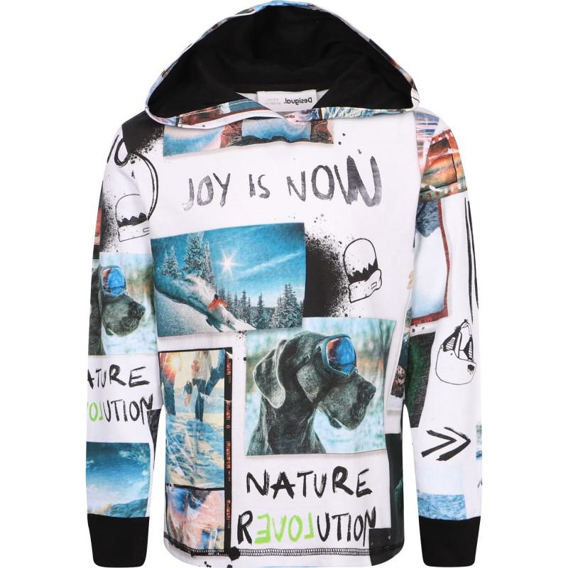 Desigual Joy is now photo print hoodie in white