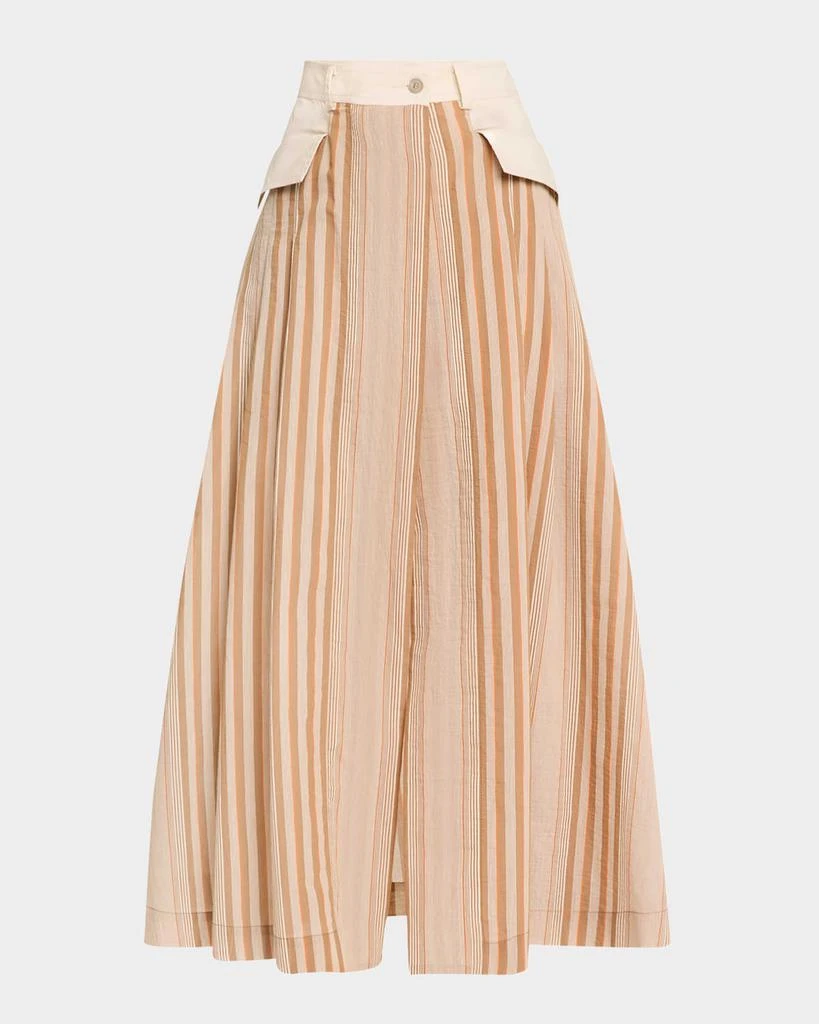 Alberta Ferretti Striped Pleated Maxi Skirt 1