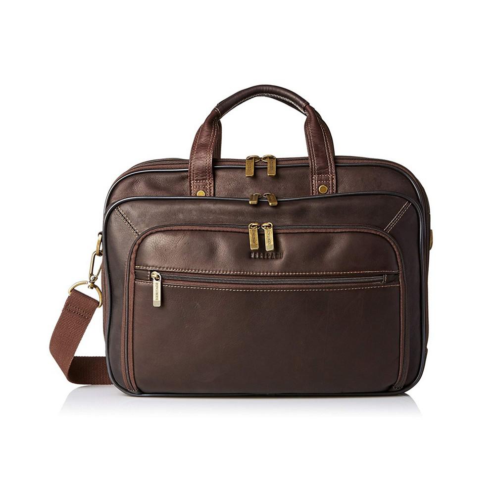 Heritage Colombian Leather Double Gusset Top Zip Laptop Bag