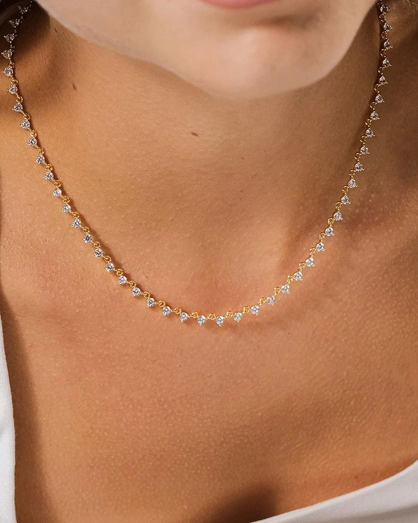 Sterling Forever Brigid Cubic Zirconia Tennis Necklace in 14K Gold Plated, 16"-18" 2