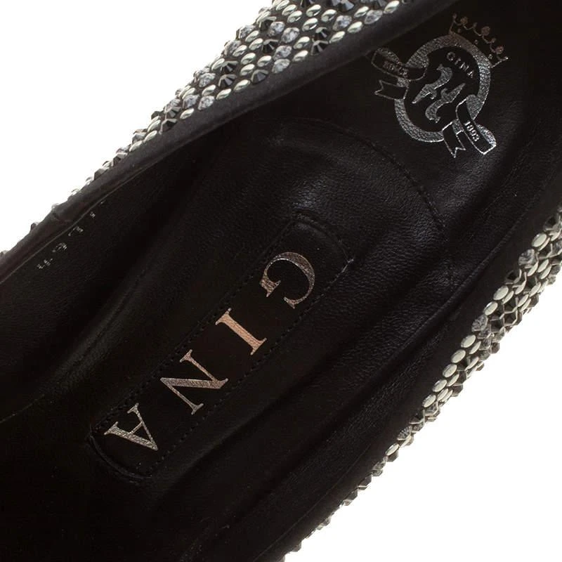 Gina Gina Black Satin Anais Crystal Embellished Pumps Size 38 7