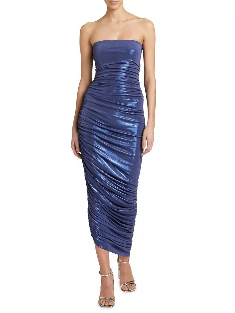 Norma Kamali Diana Metallic Strapless Ruched Gown 3