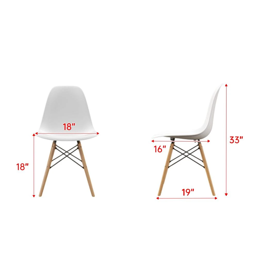 Hivvago Four Modern Dining Chairs Featuring Plastic Seat and Wood Frame 3