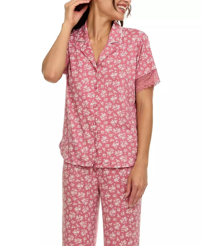 Flora Nikrooz Women's Janelle Notch Top and Capri Pajama Set