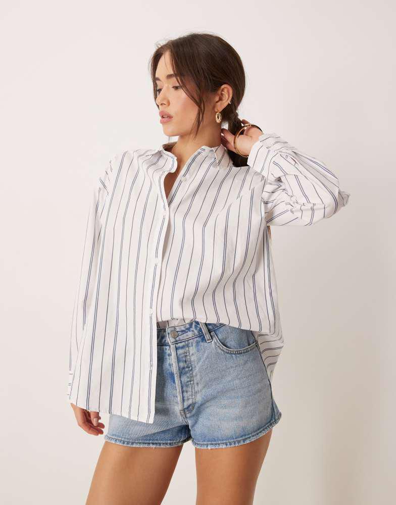 Abercrombie & Fitch Abercrombie & Fitch oversized poplin shirt in white stripe