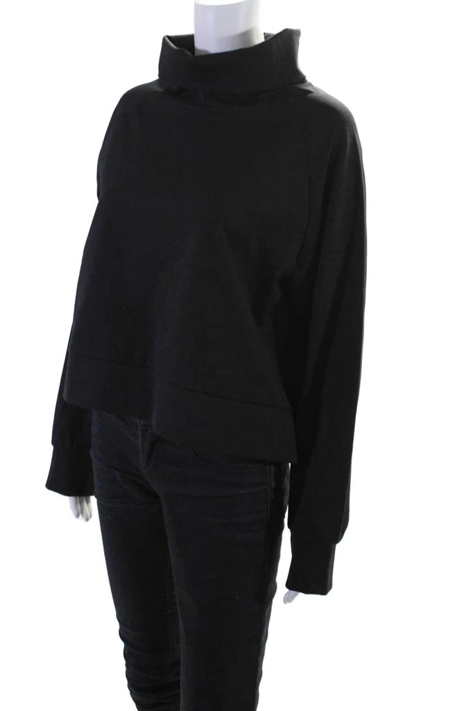 Adeam Women's Long Sleeves Pullover Roll-Neck Sweatshirt Black 2