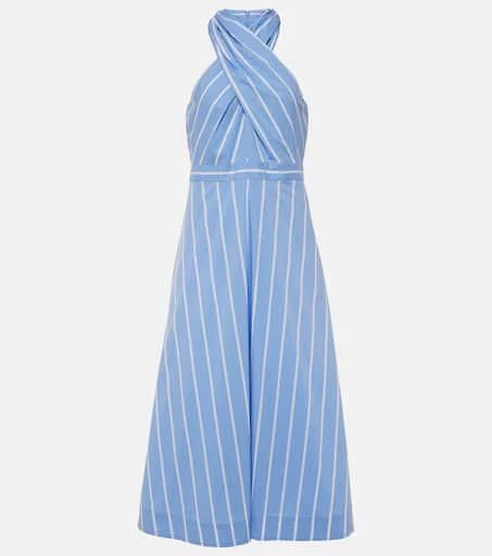 VERONICA BEARD Baylee striped poplin midi dress 1
