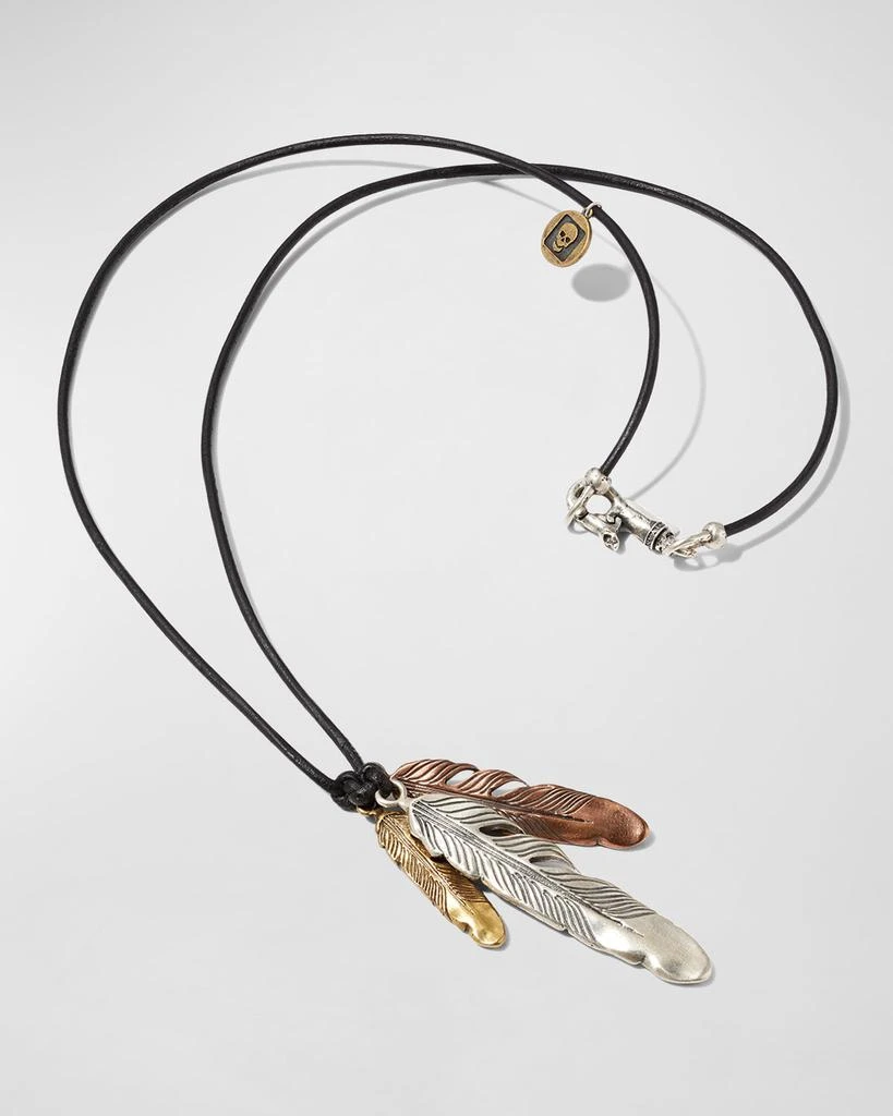 Shop Men's Raven Tri-Color Feathers Pendant Necklace on Sale at