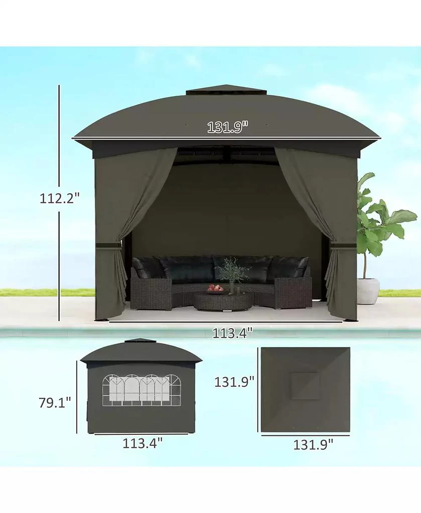 Outsunny 11
 x 11
 Outdoor Gazebo with Curtains, Church Windows, 3