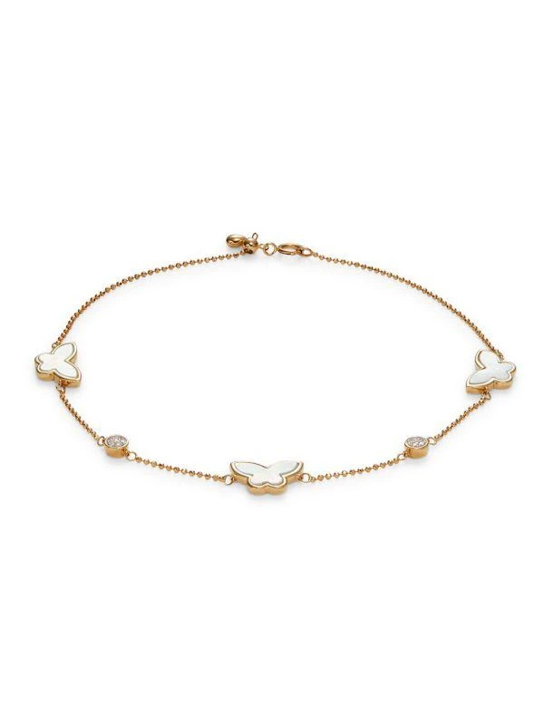 Effy 14K Yellow Gold, Mother Of Pearl & Diamond Butterfly Charm Bracelet 1
