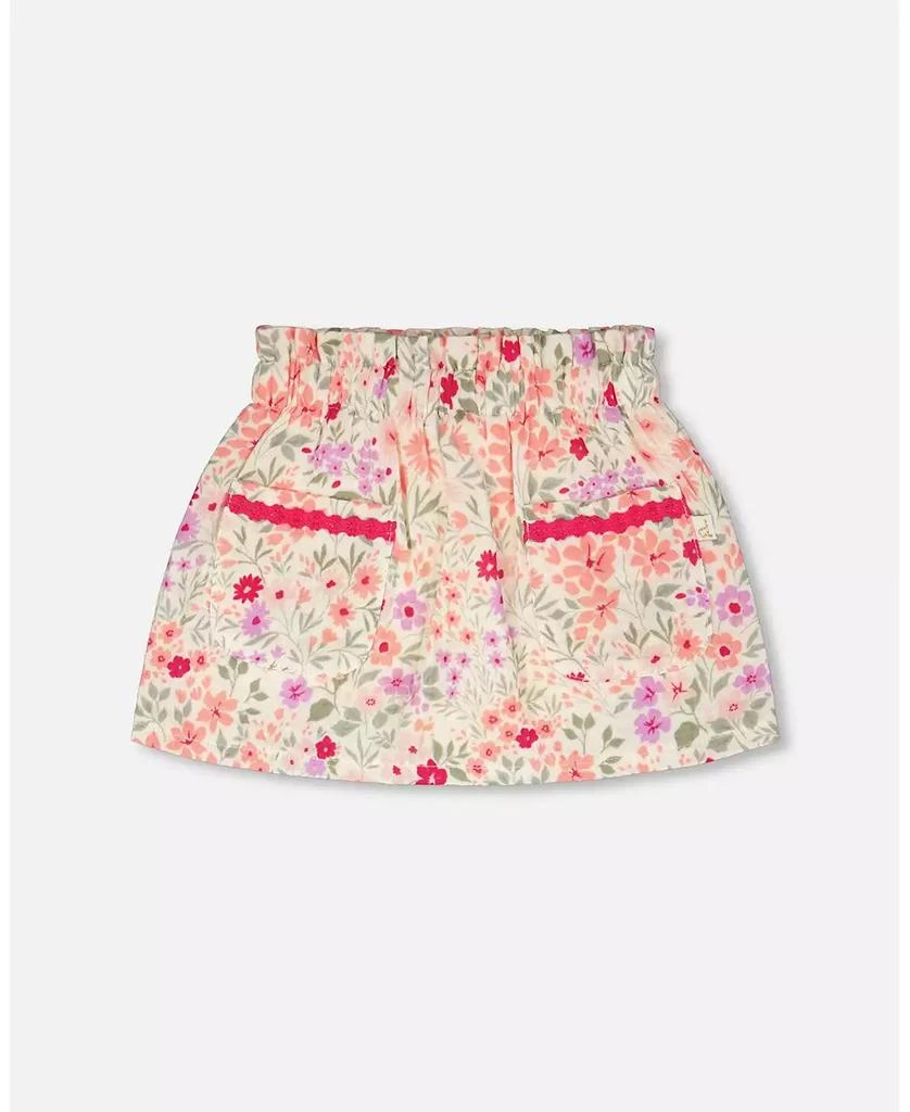 Deux par Deux Baby Girls Muslin Skort Off White Printed Flowers