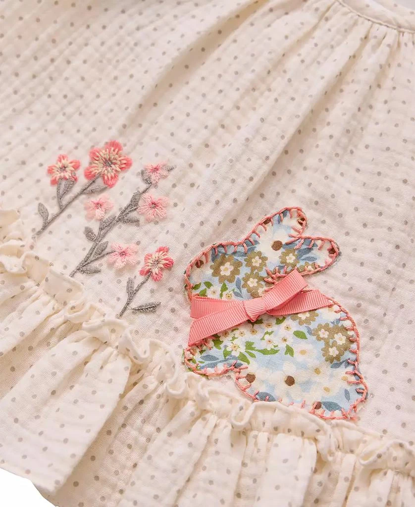 Bonnie Baby Baby Girls 2-Piece Smocked Bunny Top and Floral Applique Legging 3