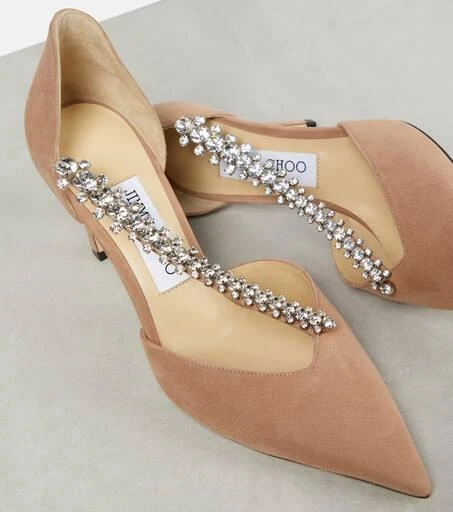 Jimmy Choo Bee 85 embellished suede pumps 6