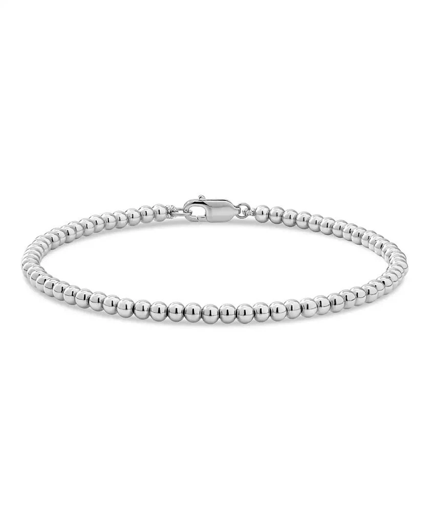 DEVATA 3mm Beaded Ball Chain Bracelet in Rhodium Plated Sterling Silver
