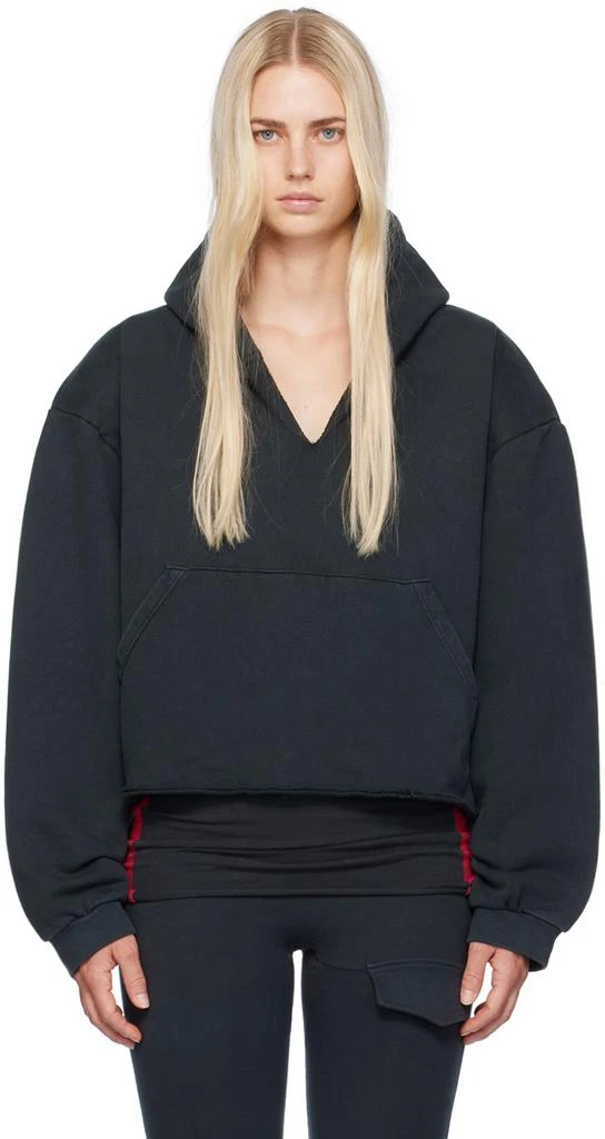 GREG ROSS SSENSE Exclusive Black V-Neck Hoodie 1
