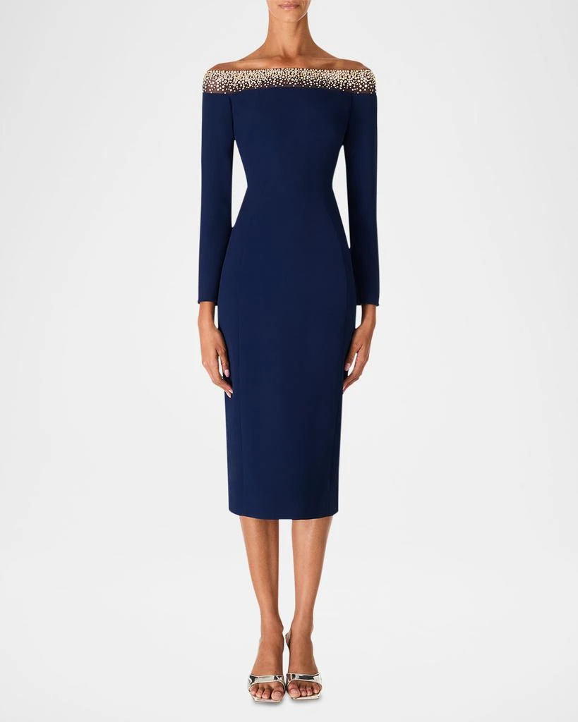 Jenny Packham Calypso Embellished Off-The-Shoulder Crepe Midi Dress 2