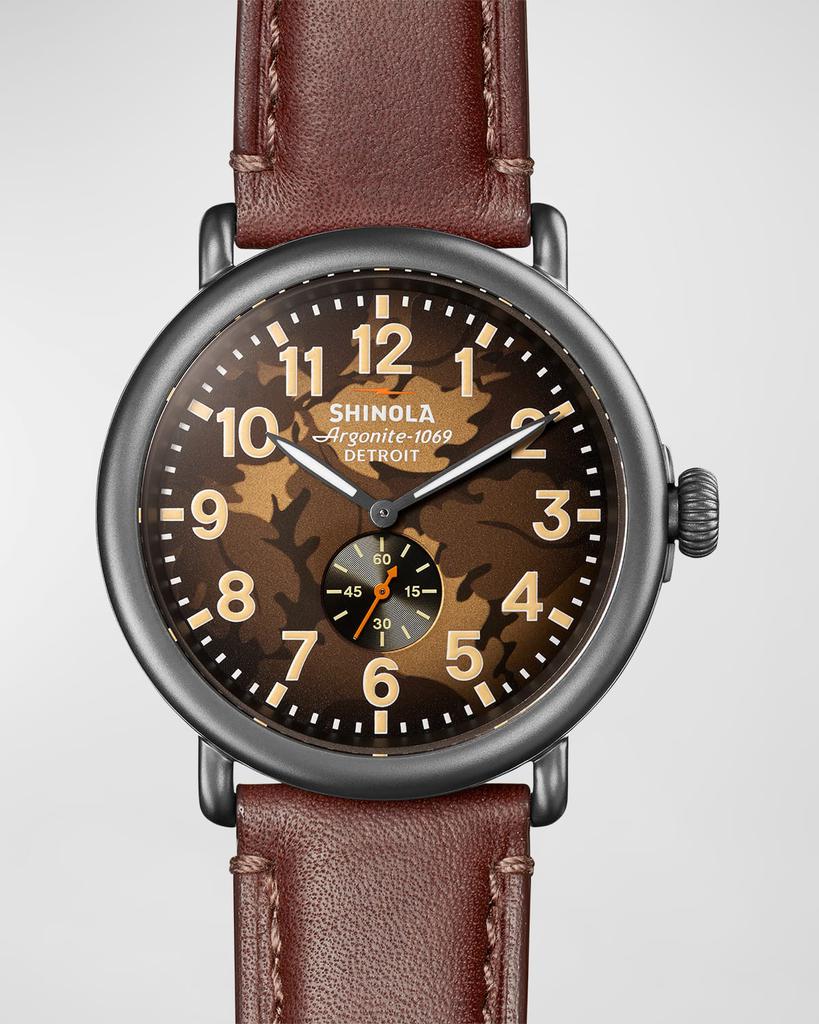 Shinola Men's Runwell Leather-Strap Watch, 47mm