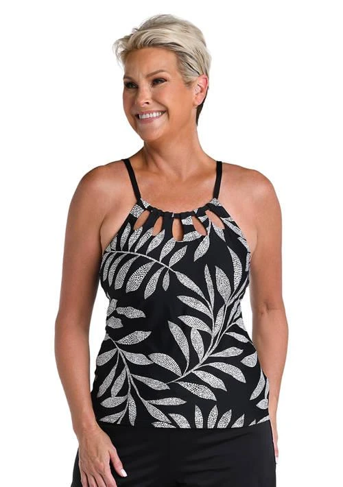 24th and Ocean And Ocean Black And White Printed Tankini Swim Top 1