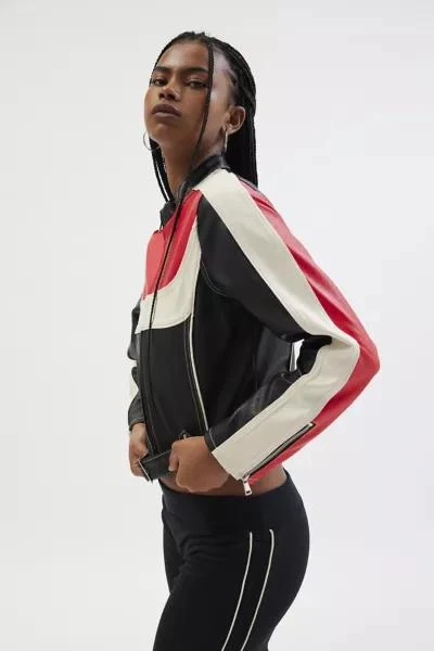 Urban Outfitters UO Jordan Faux Leather Fitted Racer Moto Jacket 2