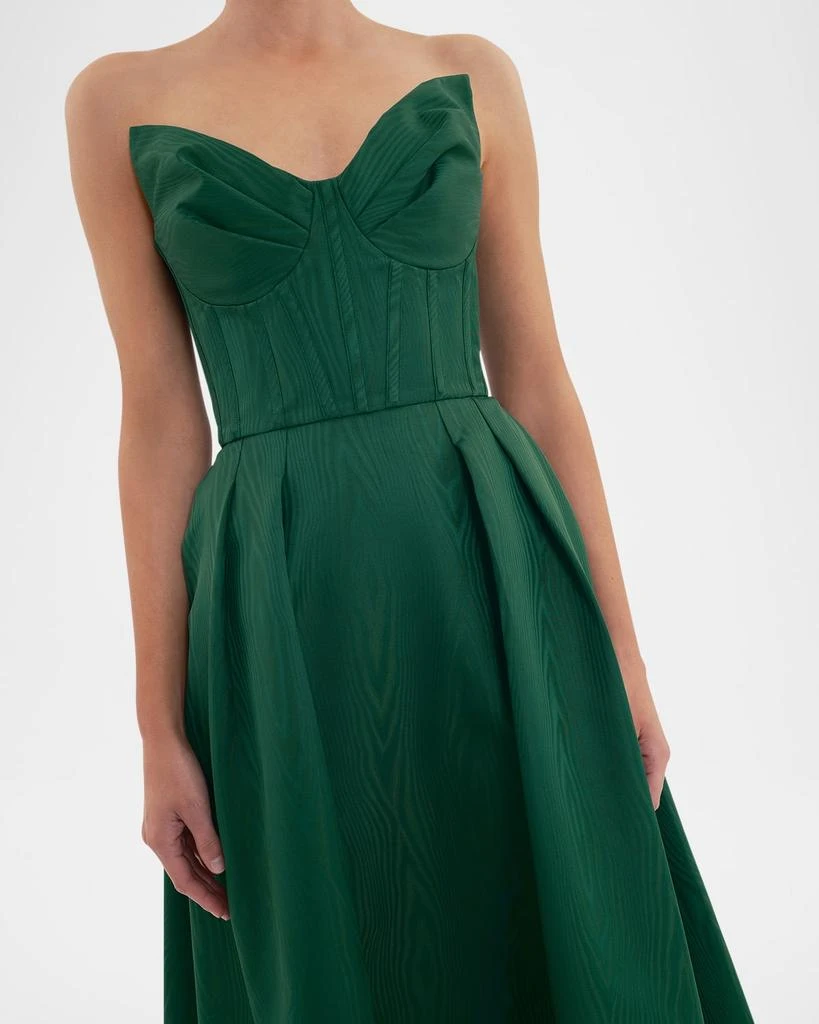 REBECCA VALLANCE Luiza Pleated Strapless Midi Dress 5