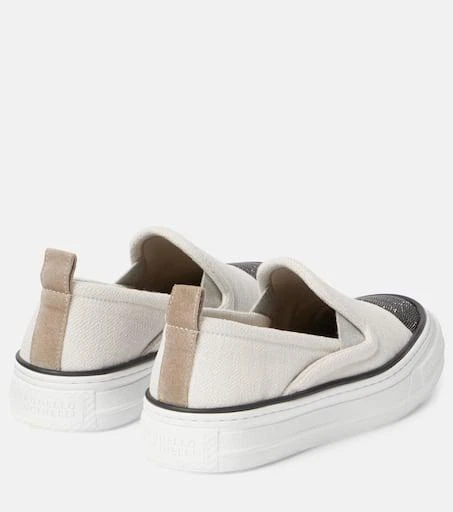 Brunello Cucinelli Monili canvas slip-on shoes 3