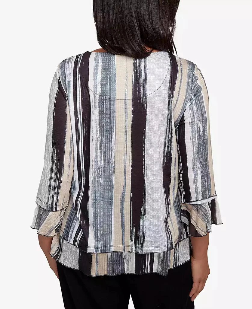 Alfred Dunner Women's Santa Barbara Etched Stripe Bell Sleeve Top 2