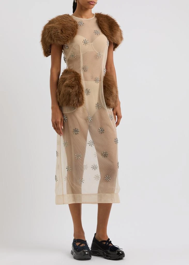 Simone Rocha Embellished faux fur-trimmed tulle midi dress - Dresses &  Skirts - Save Extra 15% OFF On $1 - BeyondStyle