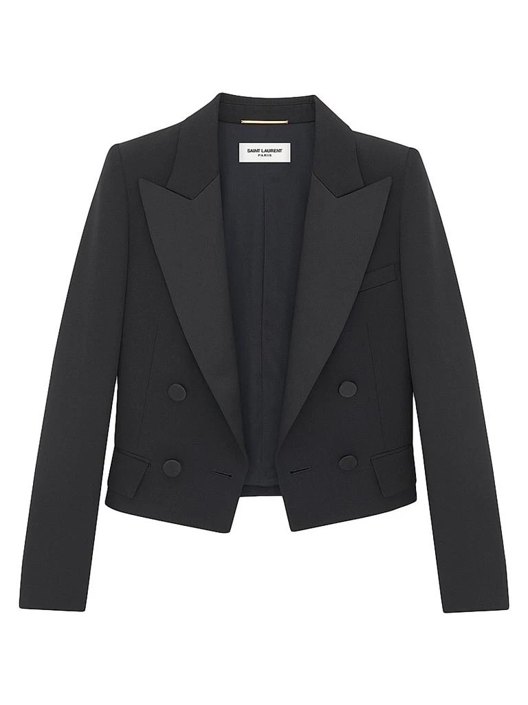 Yves Saint Laurent Cropped Tuxedo Blazer in Grain De Poudre 1