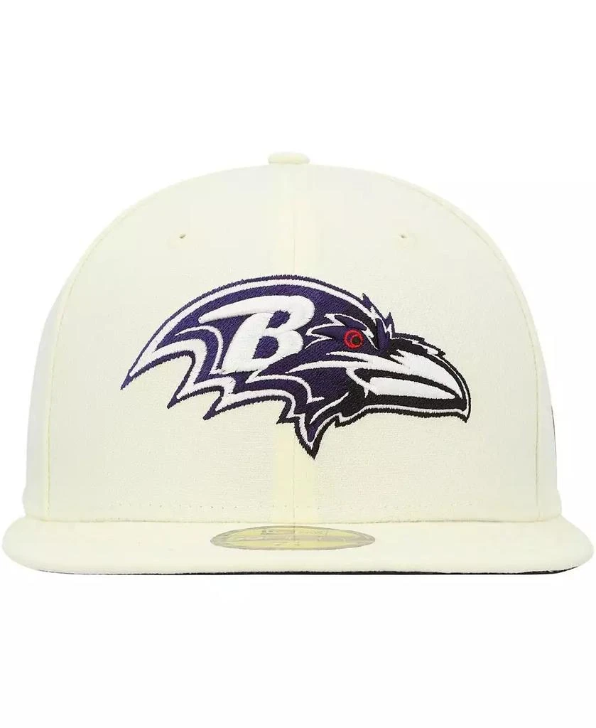 New Era Men's Cream Baltimore Ravens Chrome Color Dim 59FIFTY Fitted Hat 4