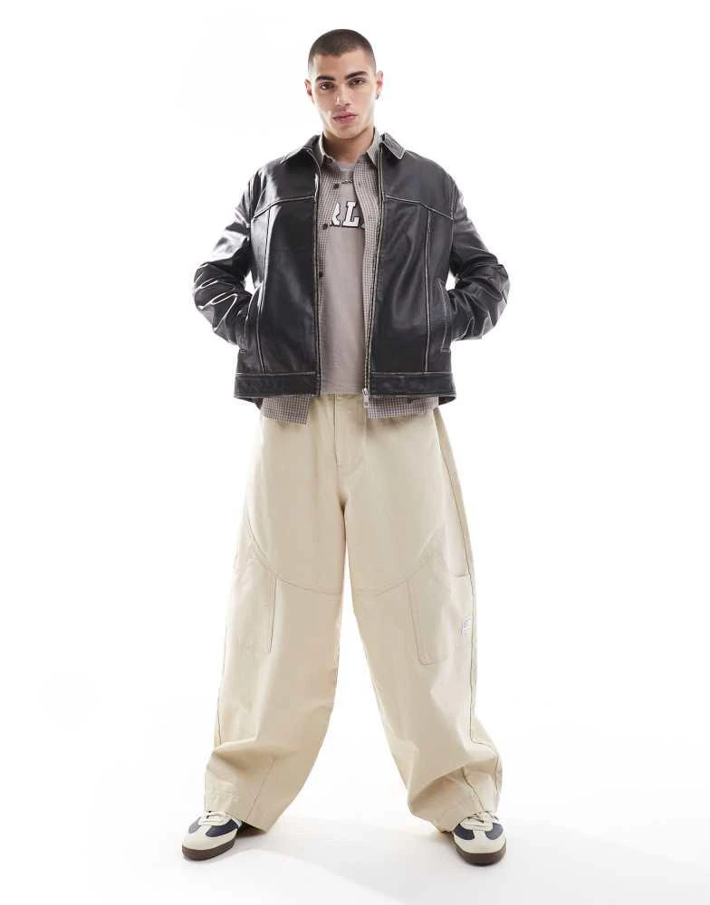ASOS ASOS DESIGN baggy trousers with workwear patch in stone 2