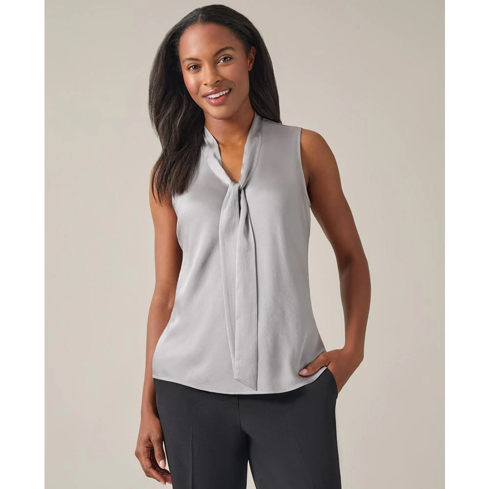 Kasper Women's Solid Tie-Front Sleeveless Woven Blouse 3