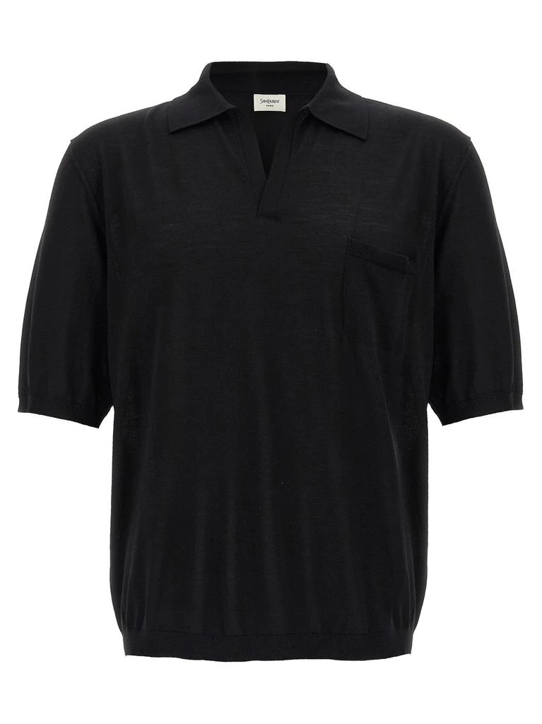 Yves Saint Laurent Saint Laurent V-Neck Short-Sleeved Polo Shirt 1