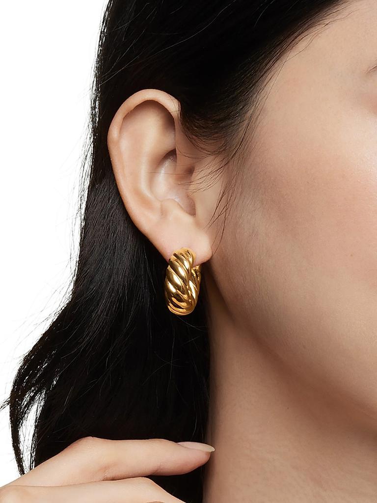 David Yurman Sculpted Cable Hoop Earrings In 18K Yellow Gold