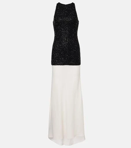 Staud Gabrielle beaded crêpe gown 1