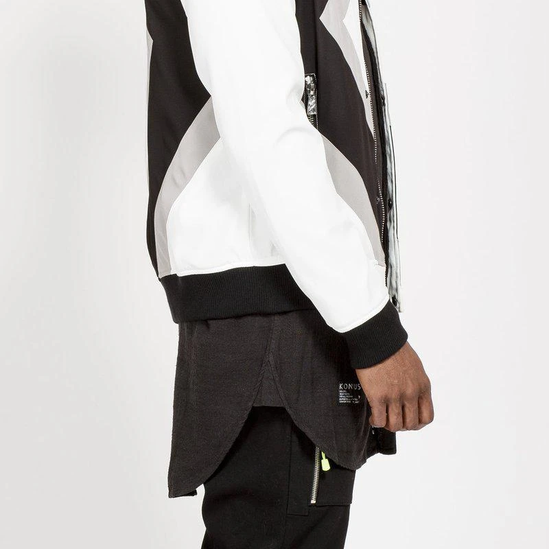 Konus Men's Bomber Jacket With Geometric Panels In White 2