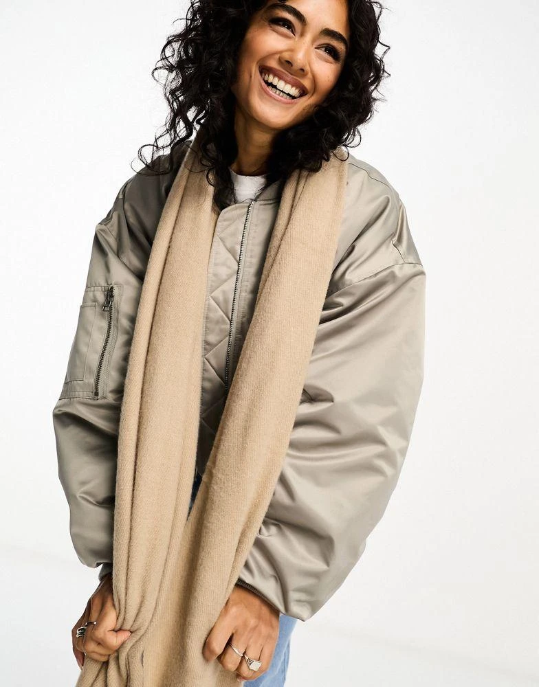 ASOS ASOS DESIGN scarf with raw edge in stone 3