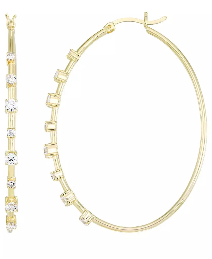 Macy's Cubic Zirconia (2 ct. t.w.) Hoop Earrings in 14k Yellow Gold Over Sterling Silver 1