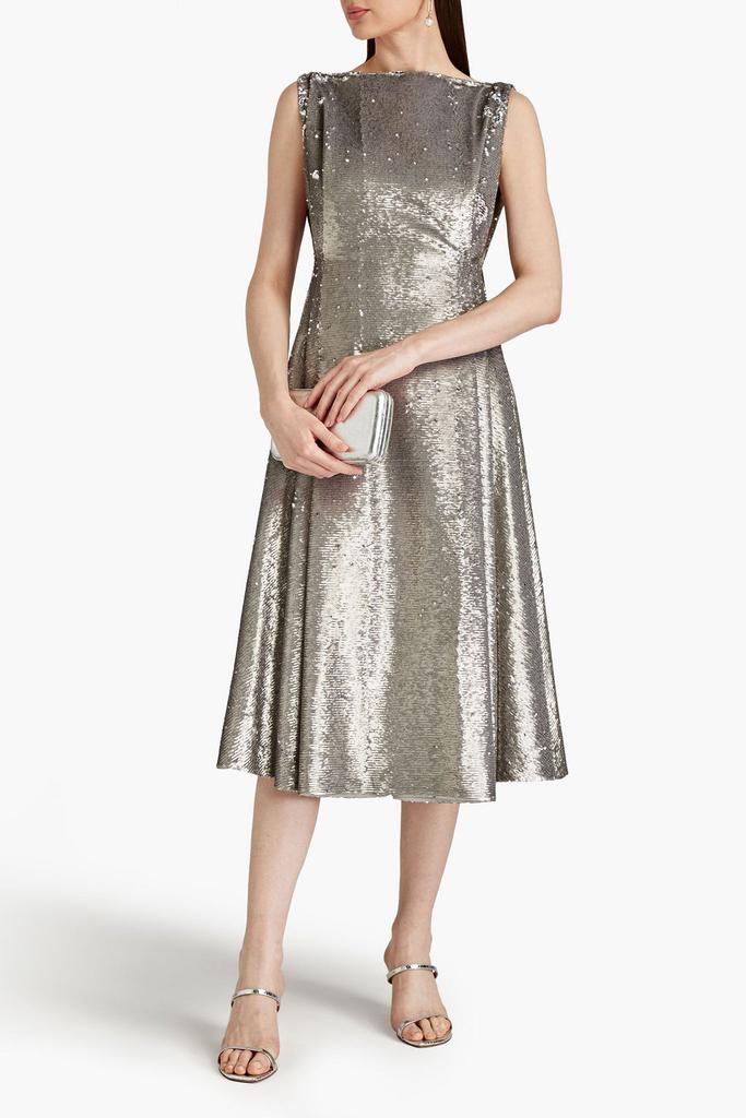 Emilia Wickstead Pleated sequined tulle midi dress