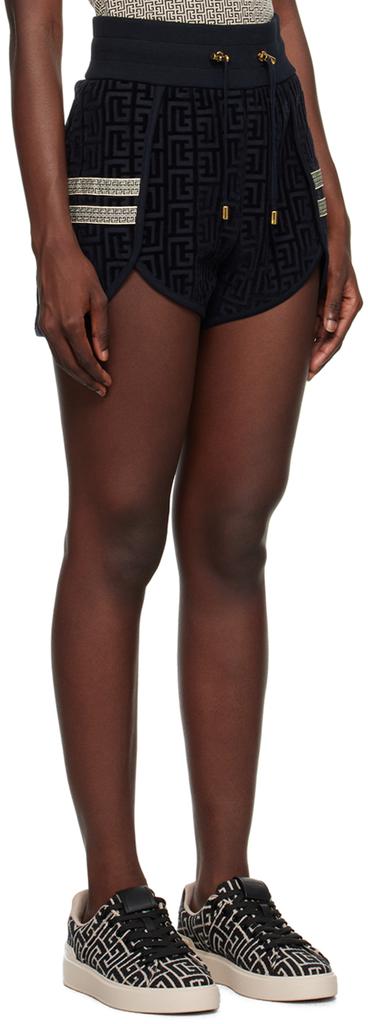 Balmain Navy Monogram Shorts