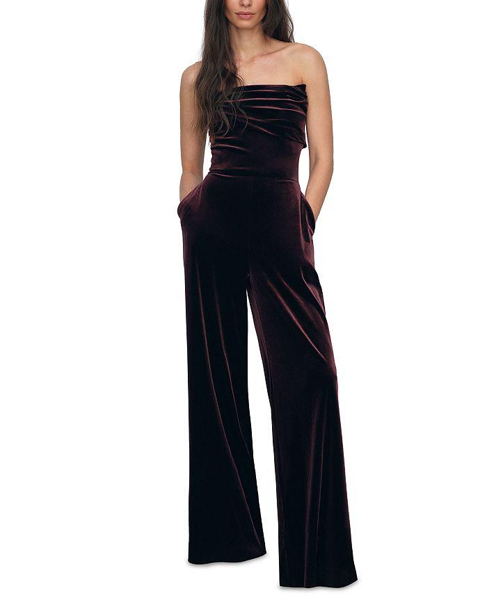 REISS Petite Andria Strapless Velvet Jumpsuit