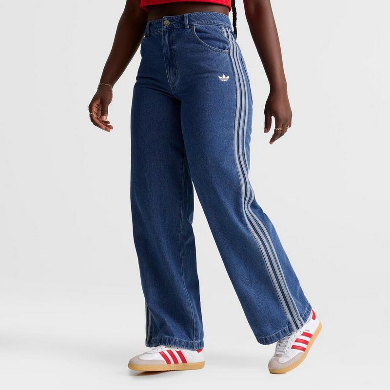 パンツ adidas Women's Adicolor Denim 3-Stripes adidas Adicolor Denim 3-Stripes Track Pants - Blue | Free Shipping