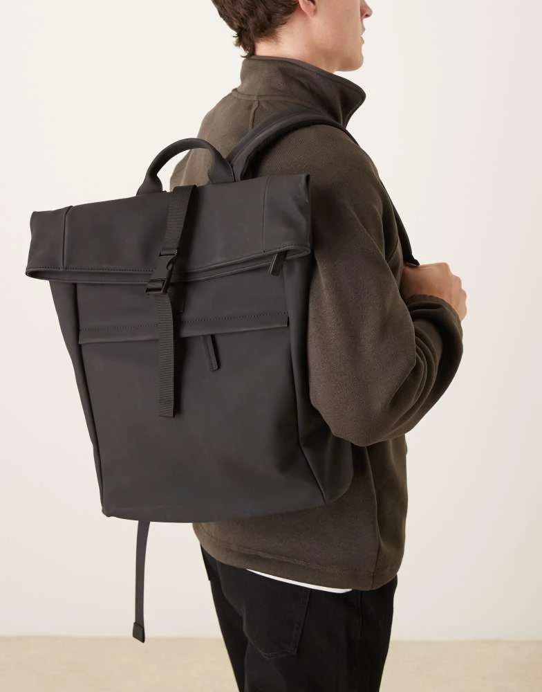 Mango Mango roll top backpack in black