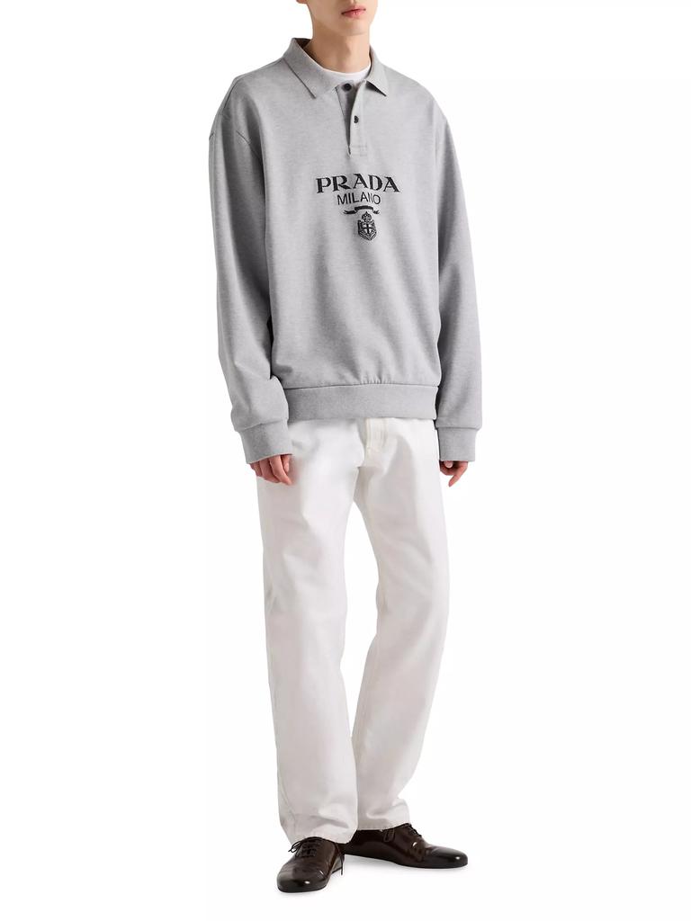 Prada Long-Sleeved Cotton Polo Shirt - Polo Shirts - Free Shipping