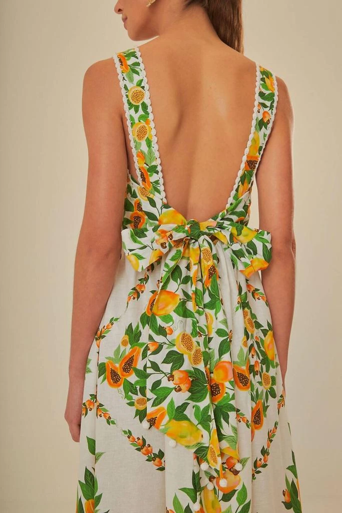 Farm Rio Off-White Papaya Salad Scarf Lenzing Ecovero Euroflax Maxi Dress In Off White 4